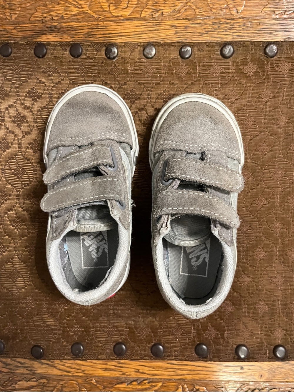 Toddler VANS Grey Old Skool School Size Toddler 7 Velcro - Picture 2 of 7